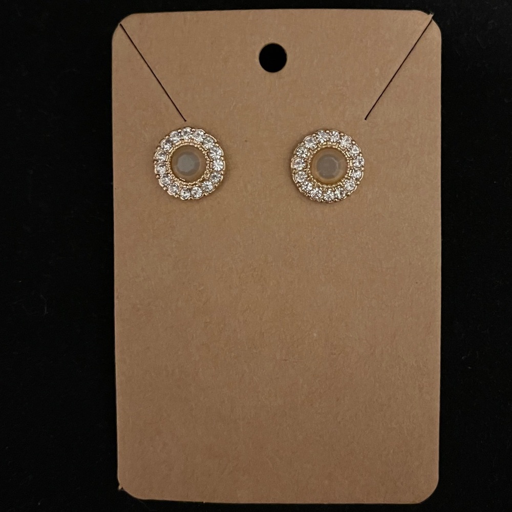 Champagne Brown & Gold Rhinestone Stud Earrings